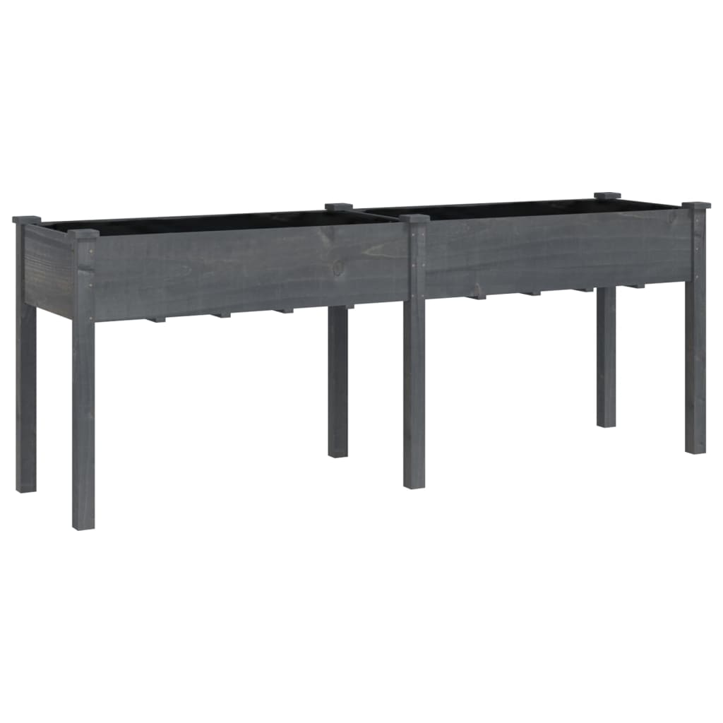 Plantenbak met voering 203x53x76 cm massief vurenhout grijs is nu te koop bij PeponiXL, paradijselijk wonen!