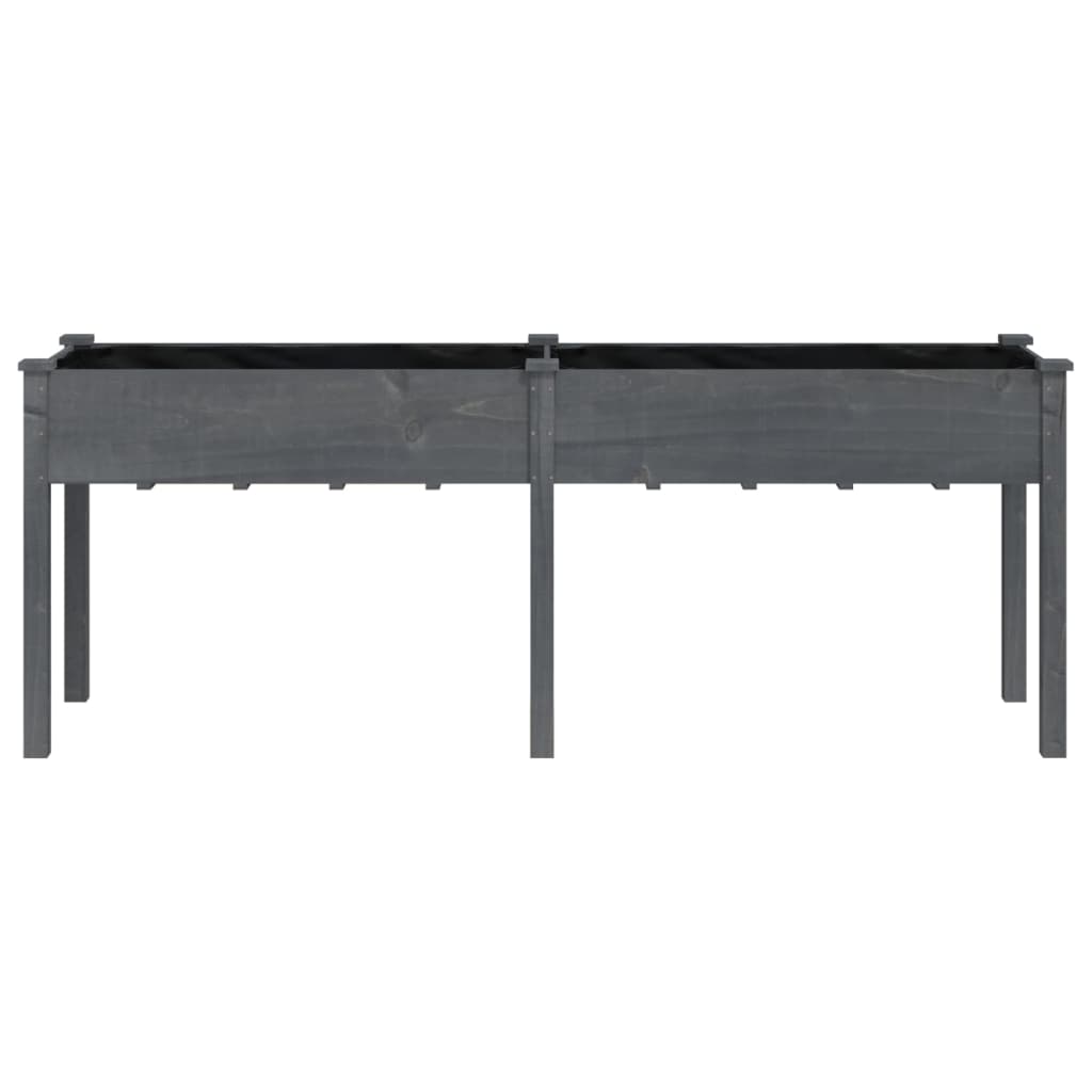 Plantenbak met voering 203x53x76 cm massief vurenhout grijs is nu te koop bij PeponiXL, paradijselijk wonen!