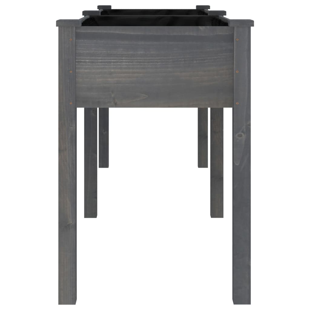 Plantenbak met voering 203x53x76 cm massief vurenhout grijs is nu te koop bij PeponiXL, paradijselijk wonen!
