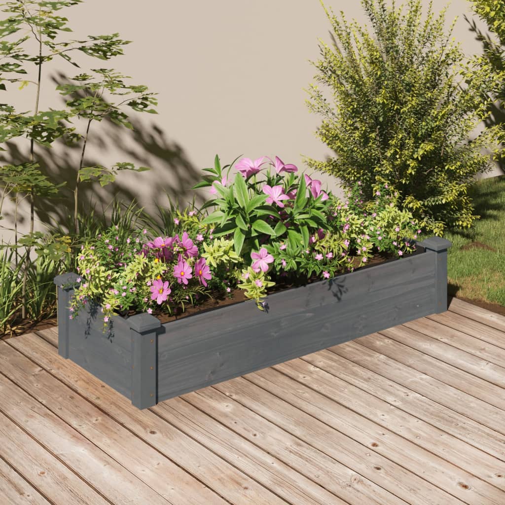 Plantenbak verhoogd met voering 120x45x25 cm vurenhout grijs is nu te koop bij PeponiXL, paradijselijk wonen!
