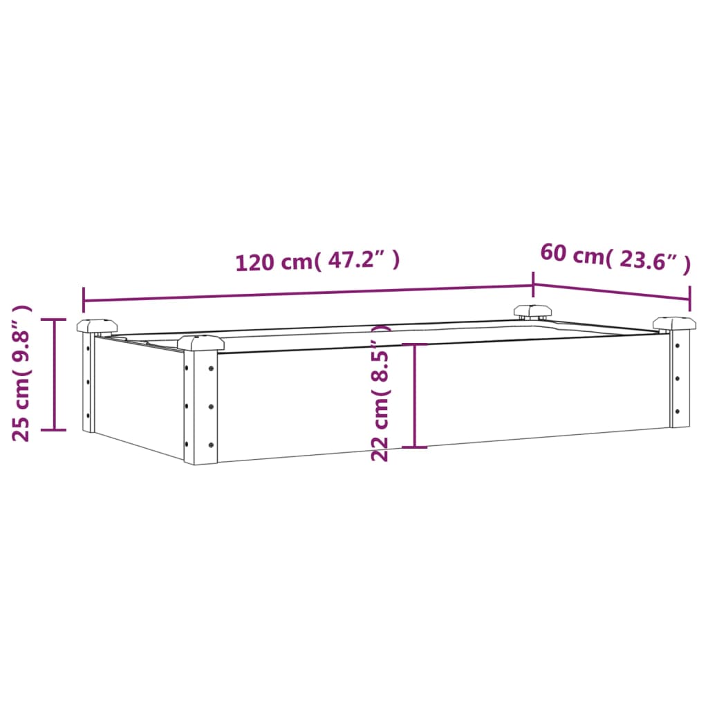 Plantenbak verhoogd met voering 120x60x25 cm massief vurenhout is nu te koop bij PeponiXL, paradijselijk wonen!