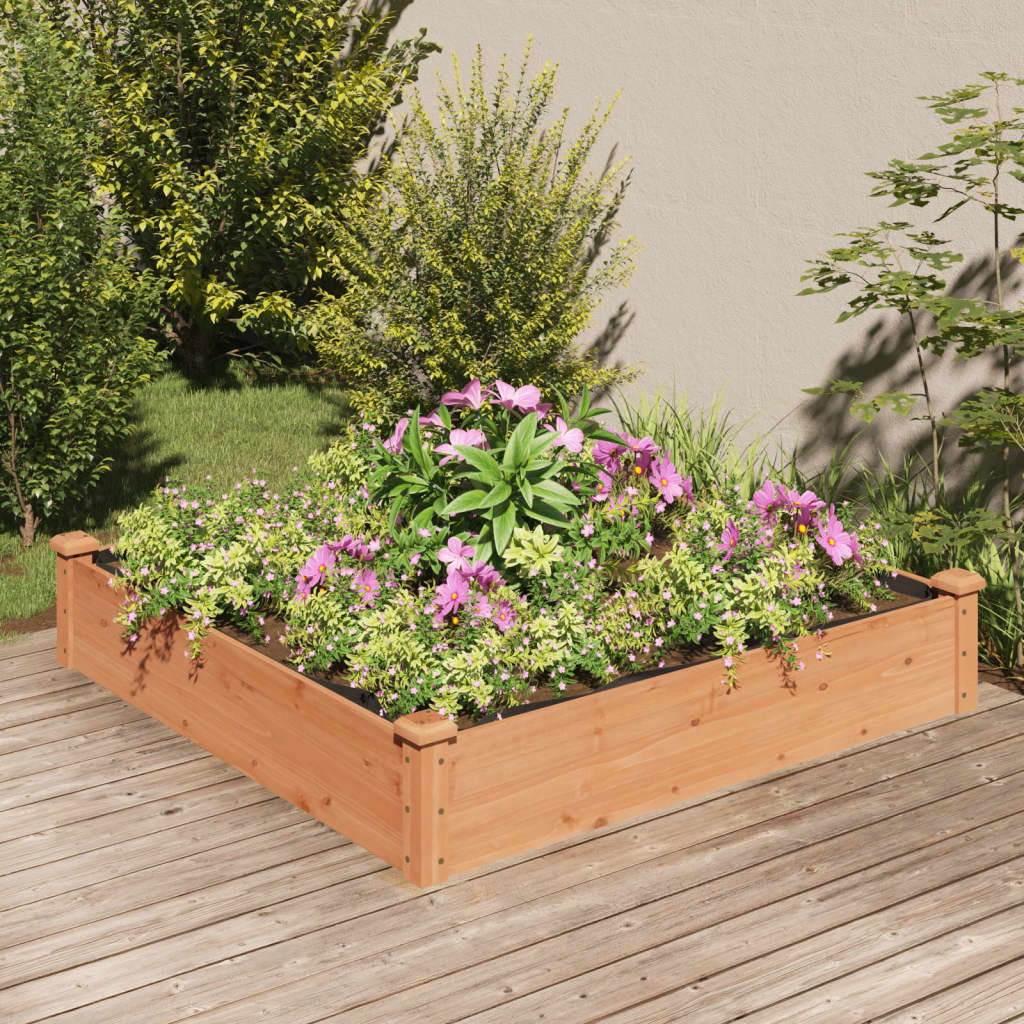 Plantenbak verhoogd met voering 120x120x25 cm vurenhout bruin is nu te koop bij PeponiXL, paradijselijk wonen!