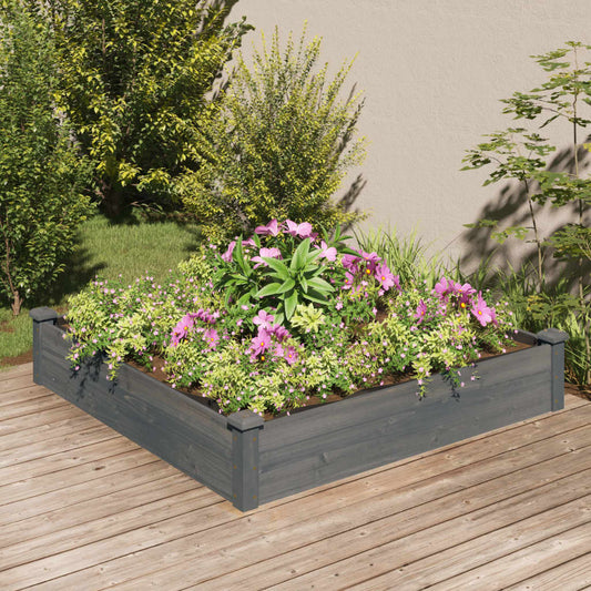 Plantenbak verhoogd met voering 120x120x25 cm vurenhout grijs is nu te koop bij PeponiXL, paradijselijk wonen!
