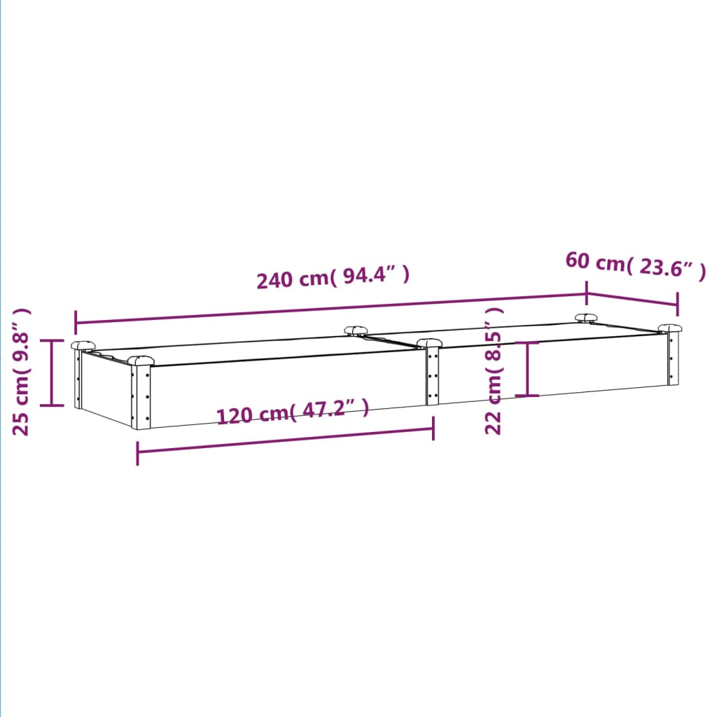 Plantenbak verhoogd met voering 240x60x25 cm vurenhout grijs is nu te koop bij PeponiXL, paradijselijk wonen!