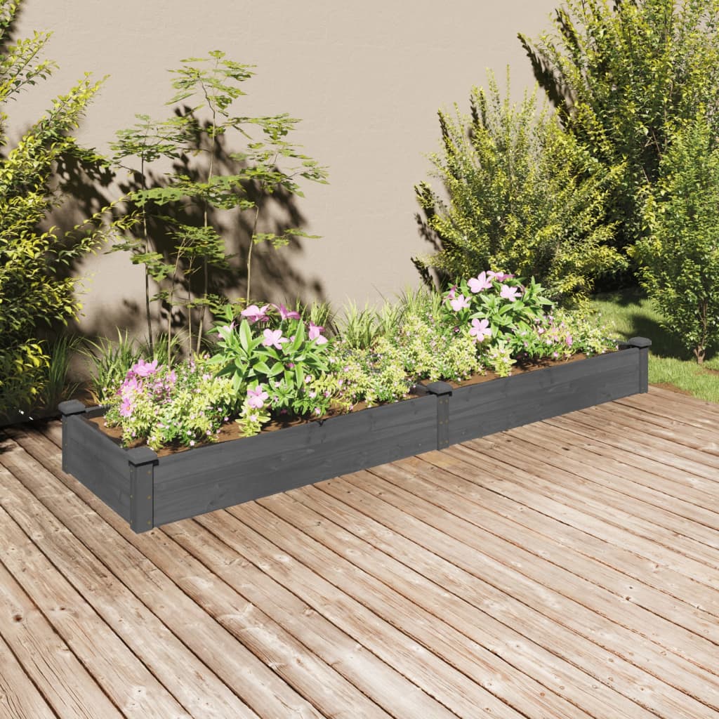 Plantenbak verhoogd met voering 240x60x25 cm vurenhout grijs is nu te koop bij PeponiXL, paradijselijk wonen!