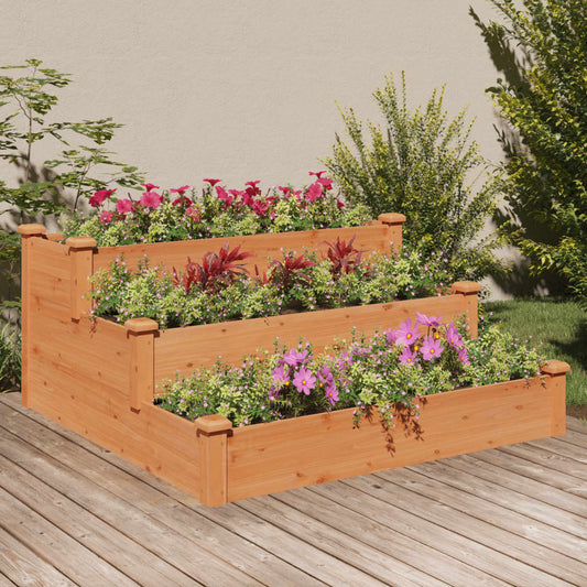 Plantenbak verhoogd 120x120x56 cm massief vurenhout bruin is nu te koop bij PeponiXL, paradijselijk wonen!