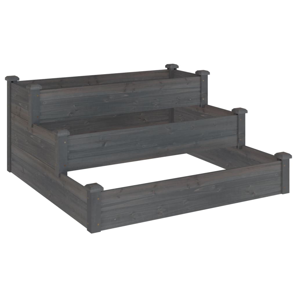 Plantenbak verhoogd 120x120x56 cm massief vurenhout grijs is nu te koop bij PeponiXL, paradijselijk wonen!