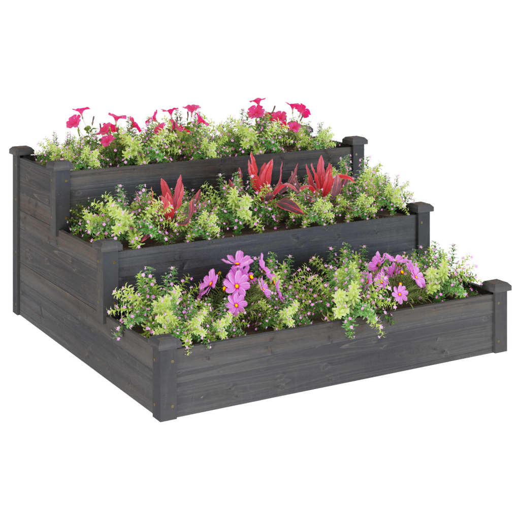 Plantenbak verhoogd 120x120x56 cm massief vurenhout grijs is nu te koop bij PeponiXL, paradijselijk wonen!