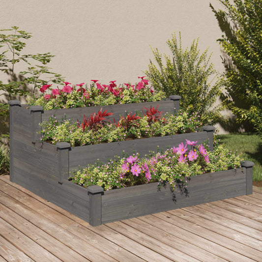 Plantenbak verhoogd 120x120x56 cm massief vurenhout grijs is nu te koop bij PeponiXL, paradijselijk wonen!