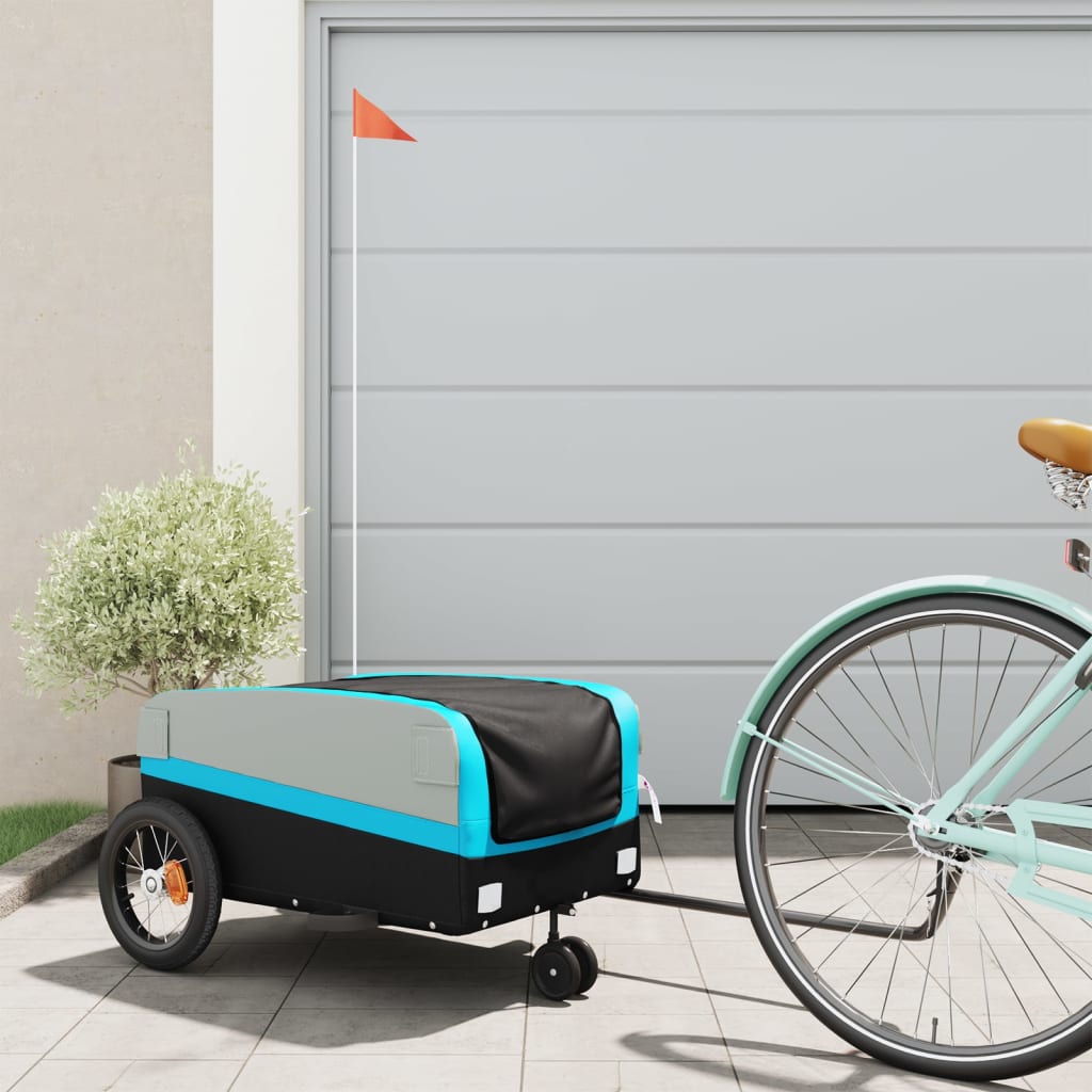 Fietstrailer 30 kg ijzer zwart en blauw is nu te koop bij PeponiXL, paradijselijk wonen!