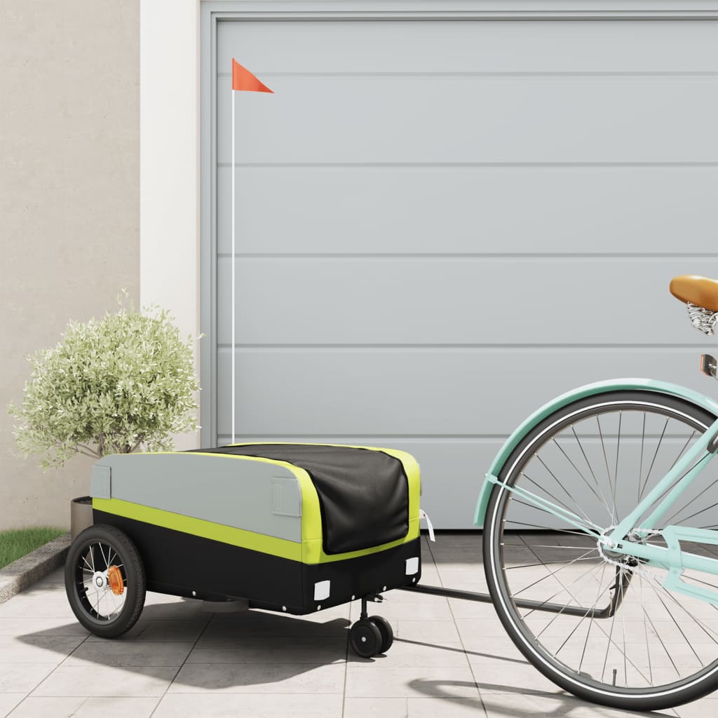 Fietstrailer 30 kg ijzer zwart en groen is nu te koop bij PeponiXL, paradijselijk wonen!