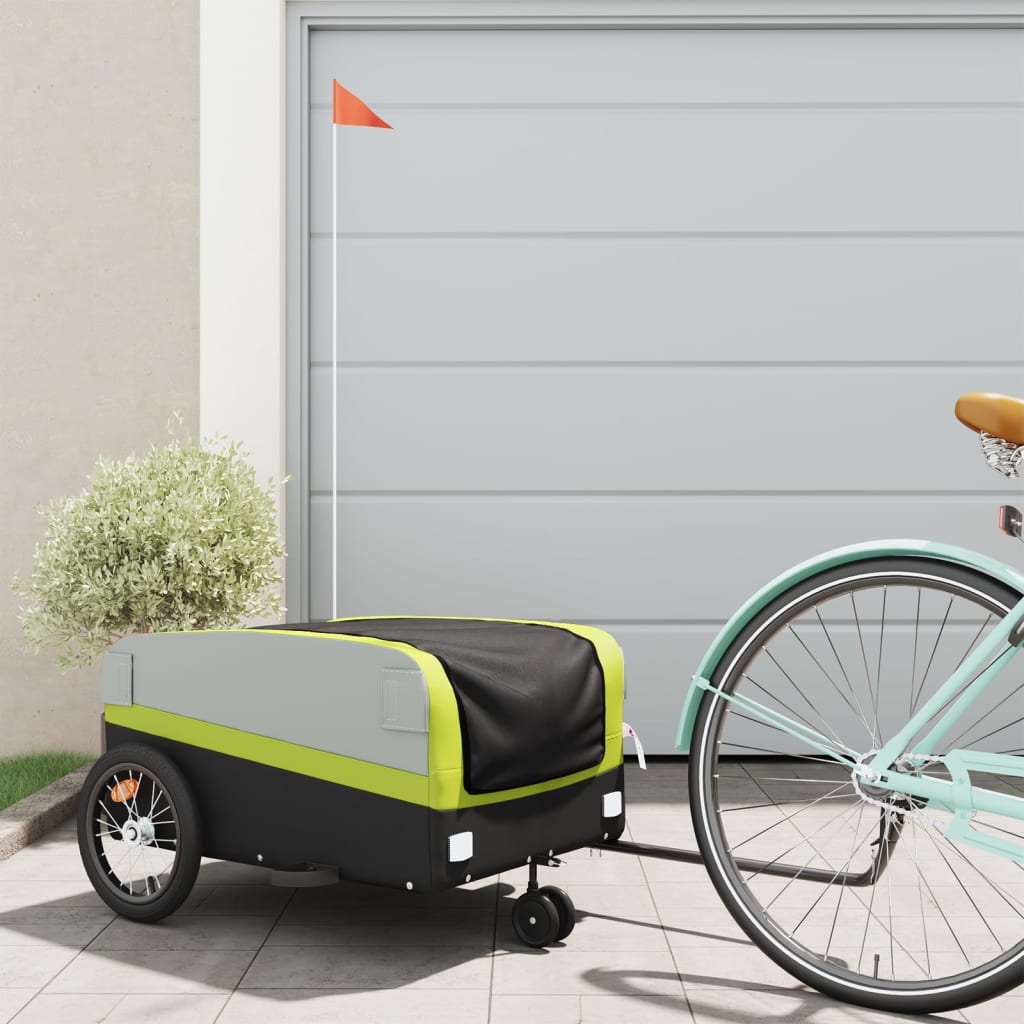 Fietstrailer 45 kg ijzer zwart en groen is nu te koop bij PeponiXL, paradijselijk wonen!