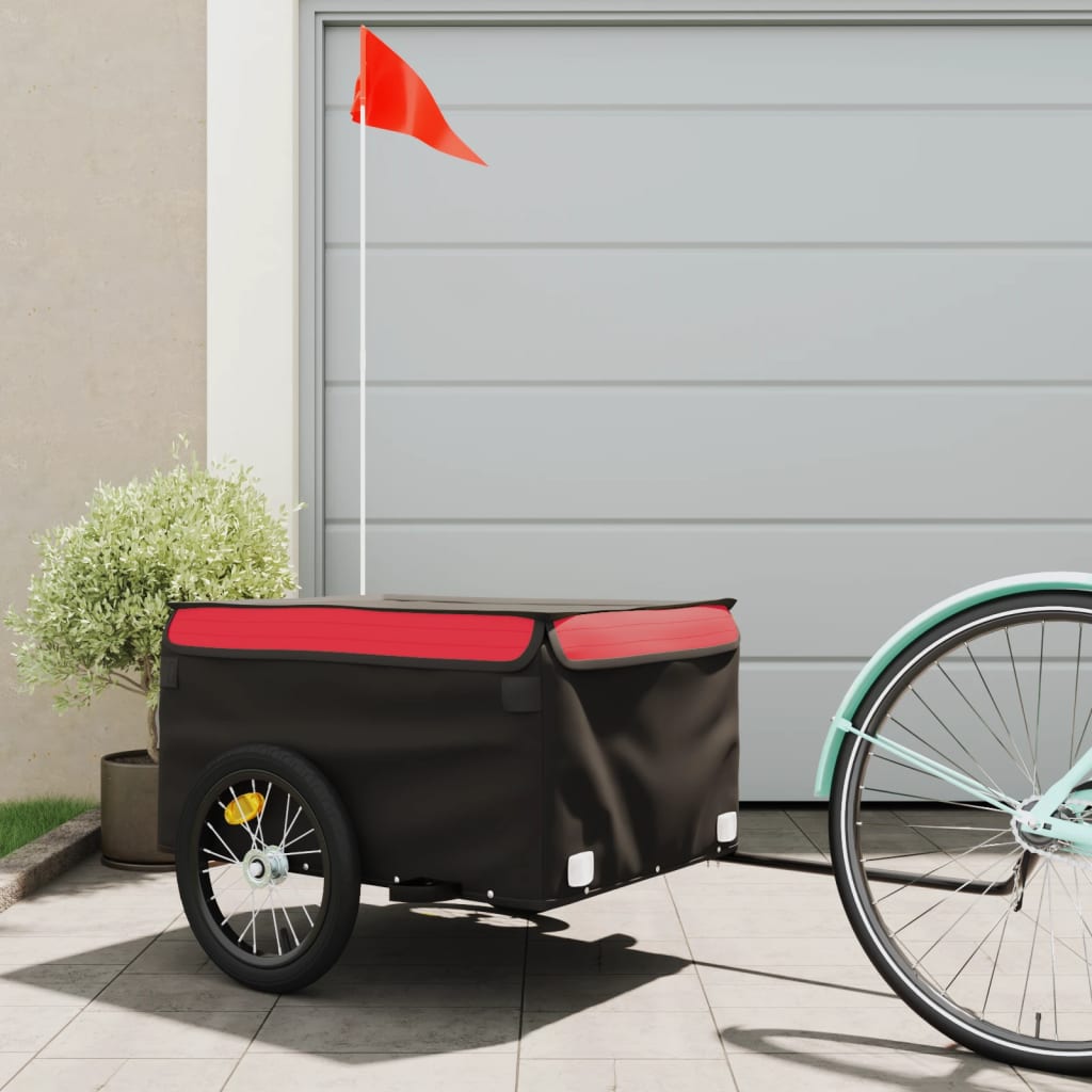 Fietstrailer 45 kg ijzer zwart en rood is nu te koop bij PeponiXL, paradijselijk wonen!