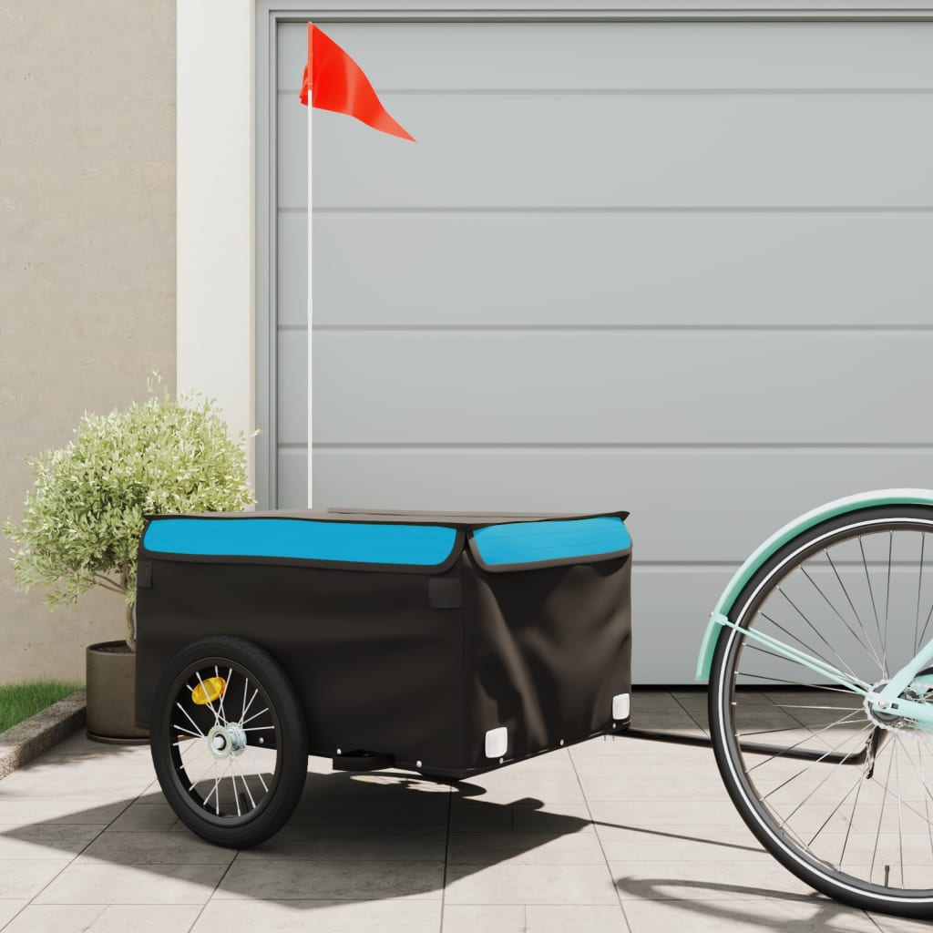 Fietstrailer 45 kg ijzer zwart en blauw is nu te koop bij PeponiXL, paradijselijk wonen!