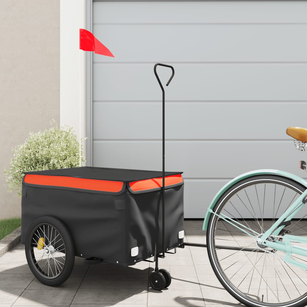Fietstrailer 30 kg ijzer zwart en oranje is nu te koop bij PeponiXL, paradijselijk wonen!