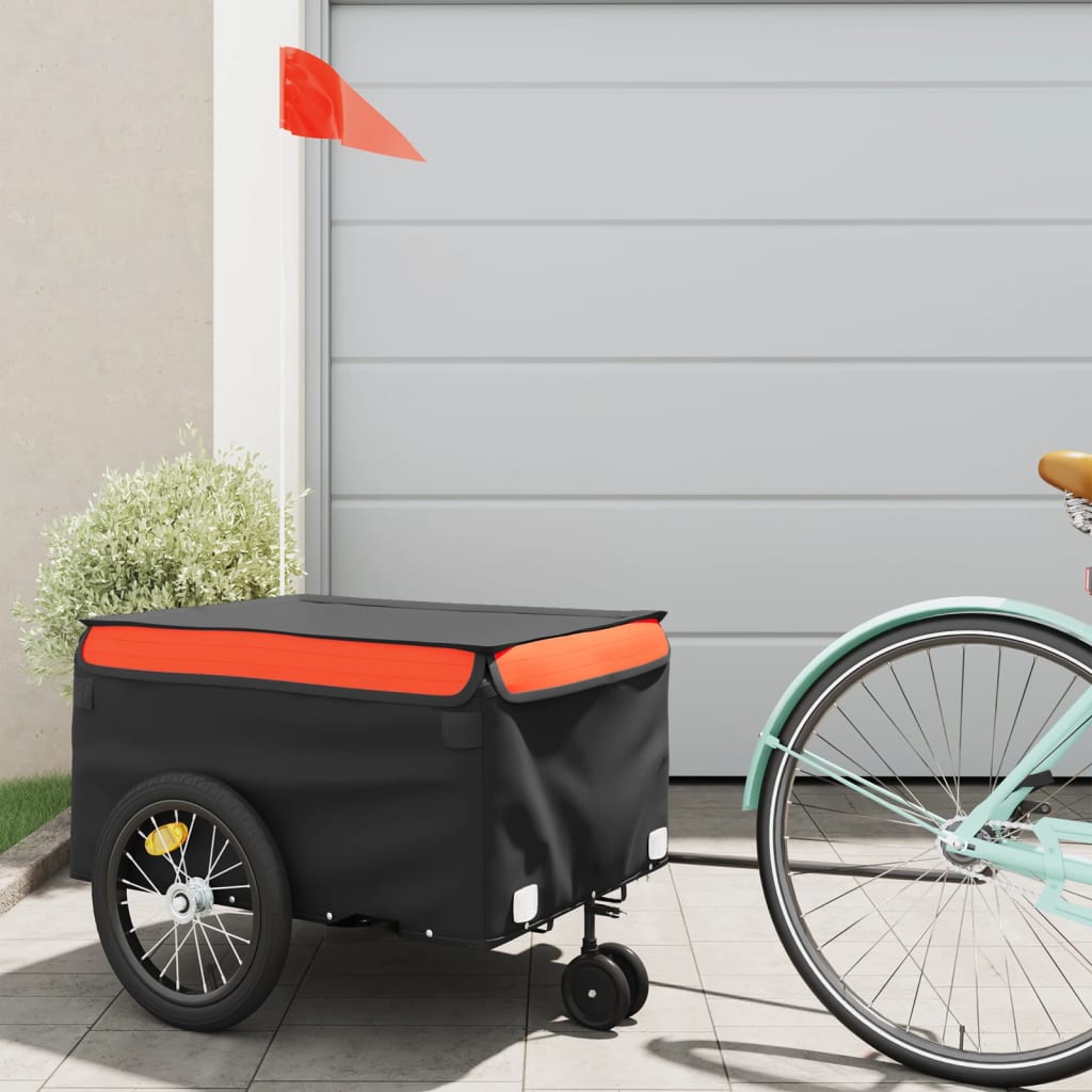 Fietstrailer 45 kg ijzer zwart en oranje is nu te koop bij PeponiXL, paradijselijk wonen!