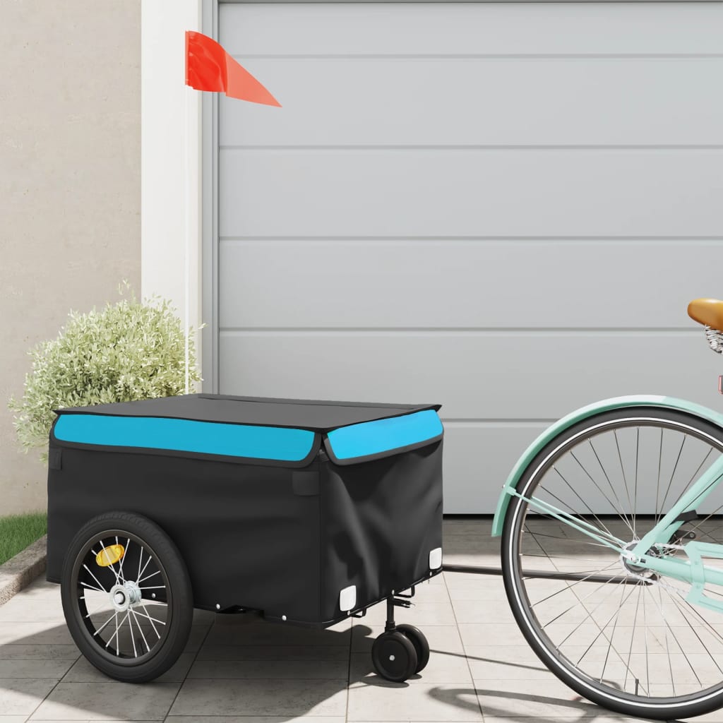 Fietstrailer 45 kg ijzer zwart en blauw is nu te koop bij PeponiXL, paradijselijk wonen!