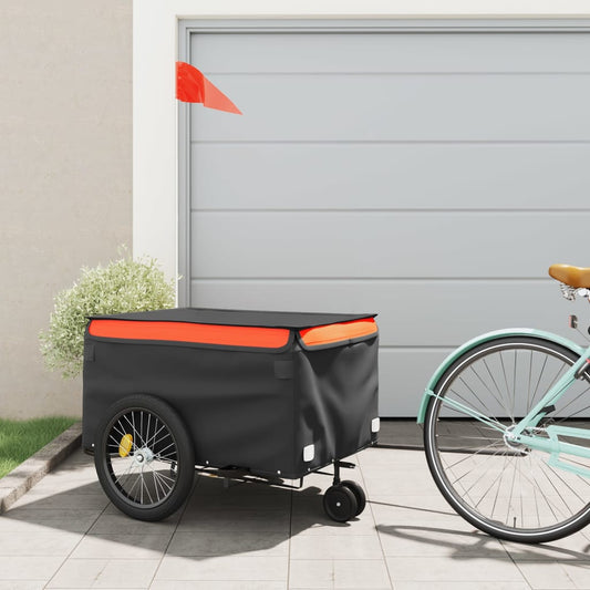 Fietstrailer 45 kg ijzer zwart en oranje is nu te koop bij PeponiXL, paradijselijk wonen!