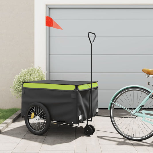 Fietstrailer 45 kg ijzer zwart en groen is nu te koop bij PeponiXL, paradijselijk wonen!