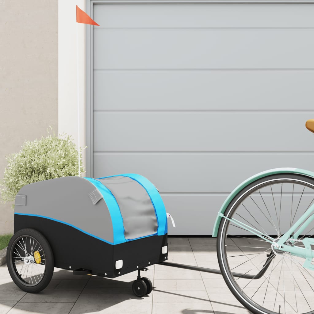 Fietstrailer 30 kg ijzer zwart en blauw is nu te koop bij PeponiXL, paradijselijk wonen!
