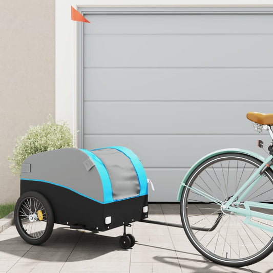 Fietstrailer 45 kg ijzer zwart en blauw is nu te koop bij PeponiXL, paradijselijk wonen!