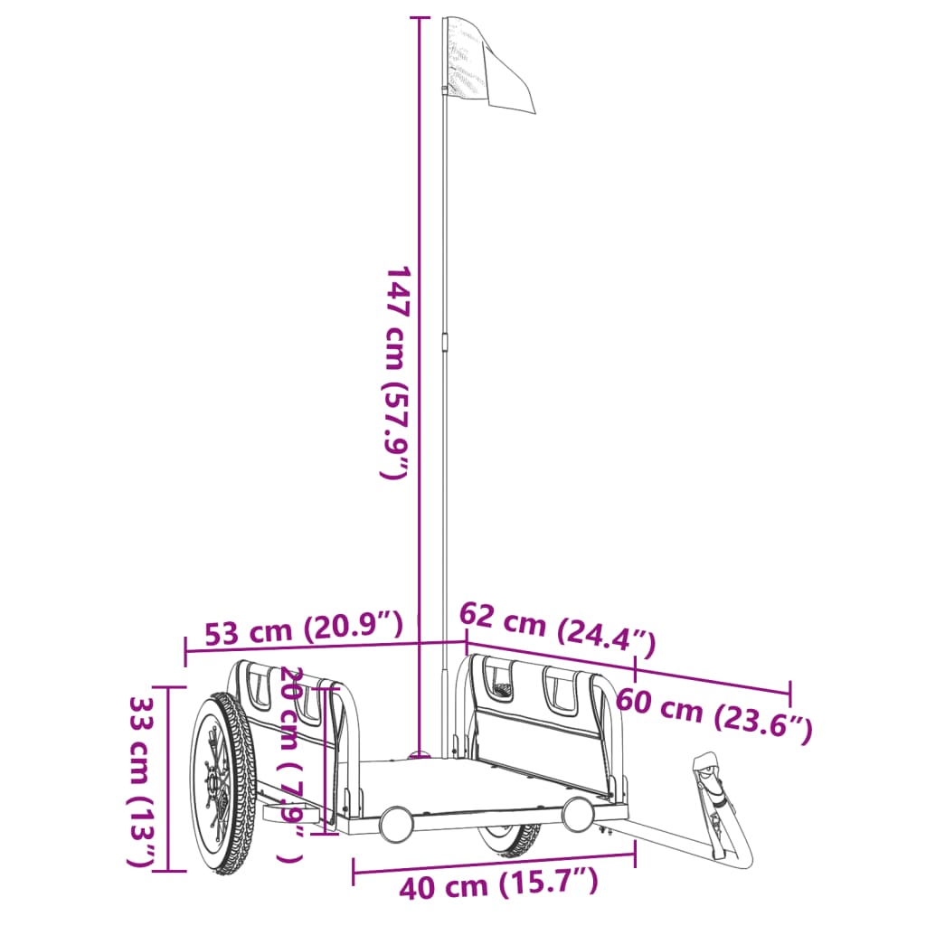 Fietstrailer oxford stof en ijzer grijs is nu te koop bij PeponiXL, paradijselijk wonen!