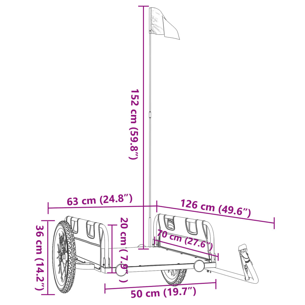 Fietstrailer oxford stof en ijzer zwart is nu te koop bij PeponiXL, paradijselijk wonen!