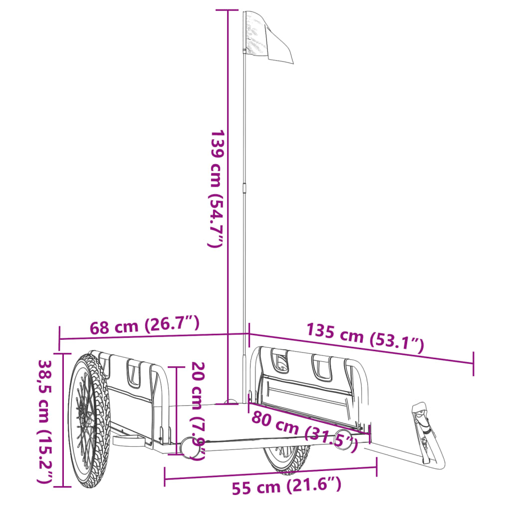 Fietstrailer oxford stof en ijzer grijs is nu te koop bij PeponiXL, paradijselijk wonen!