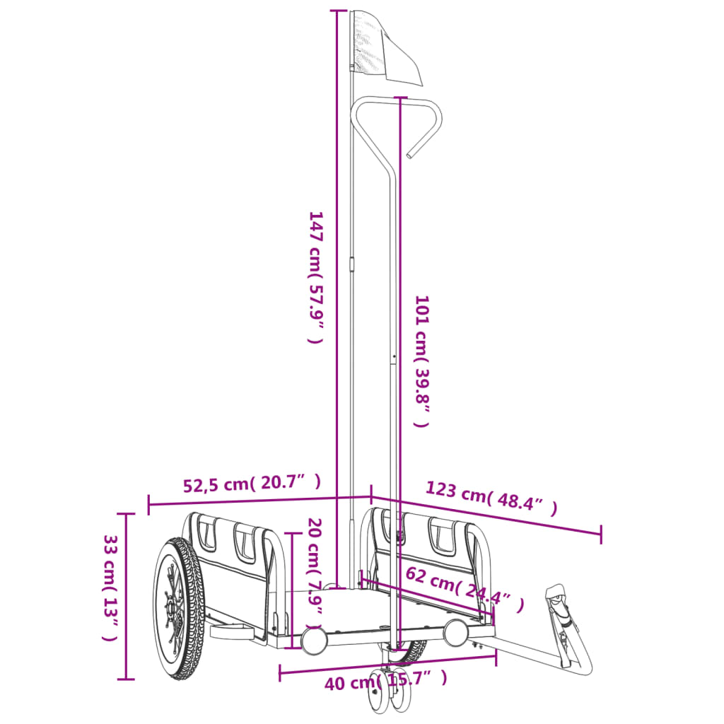 Fietstrailer oxford stof en ijzer oranje is nu te koop bij PeponiXL, paradijselijk wonen!