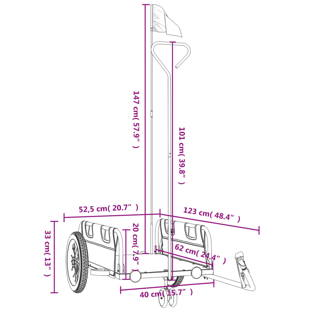 Fietstrailer oxford stof en ijzer rood is nu te koop bij PeponiXL, paradijselijk wonen!