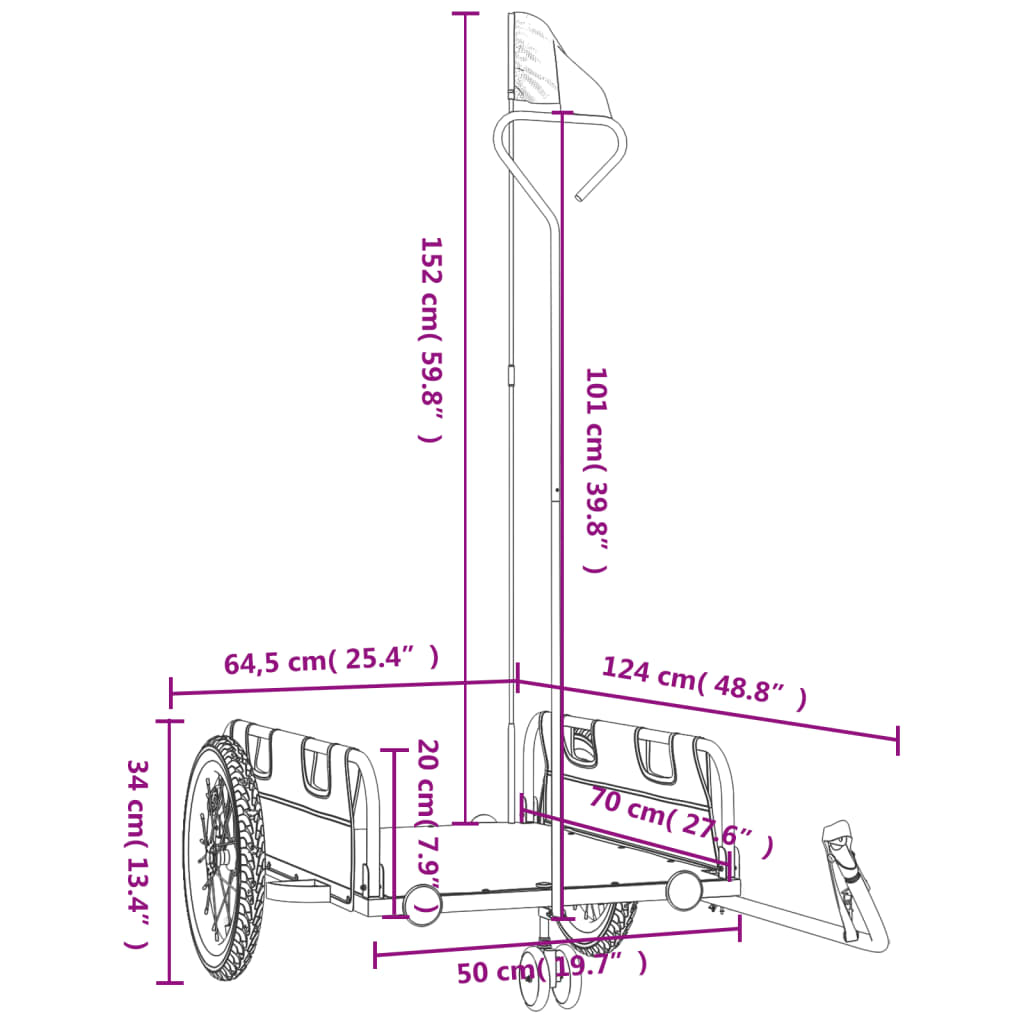 Fietstrailer oxford stof en ijzer oranje is nu te koop bij PeponiXL, paradijselijk wonen!