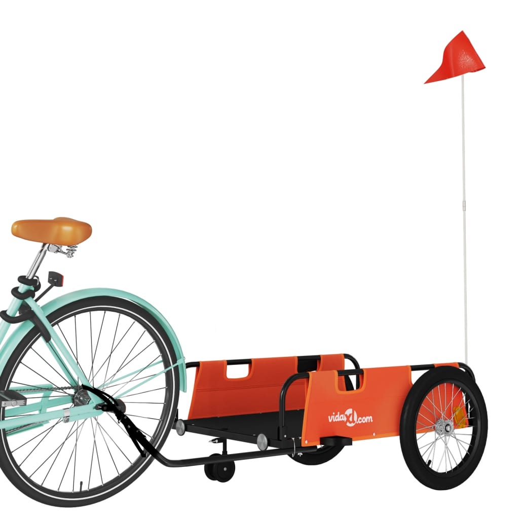 Fietstrailer oxford stof en ijzer oranje en zwart is nu te koop bij PeponiXL, paradijselijk wonen!