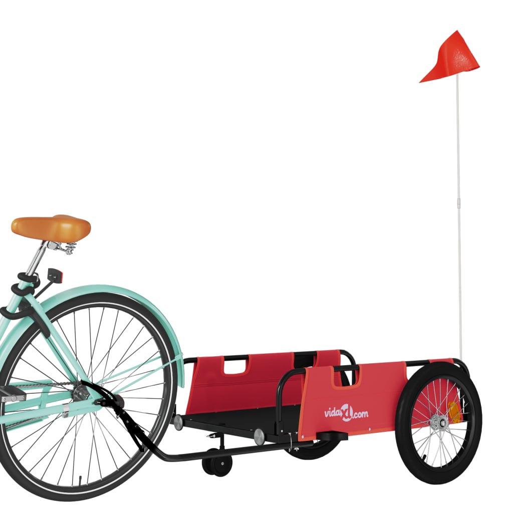 Fietstrailer oxford stof en ijzer rood en zwart is nu te koop bij PeponiXL, paradijselijk wonen!