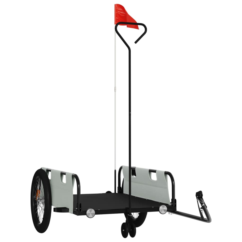 Fietstrailer oxford stof en ijzer grijs en zwart is nu te koop bij PeponiXL, paradijselijk wonen!