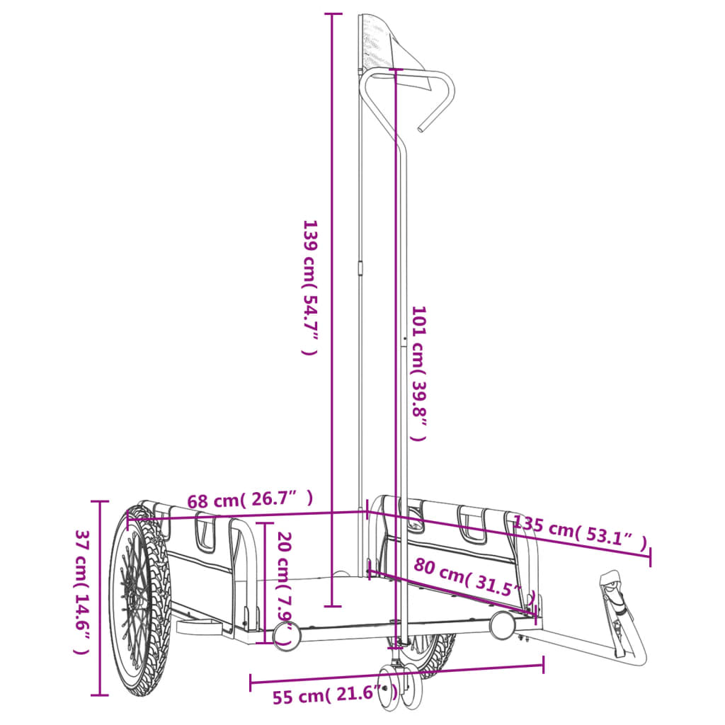 Fietstrailer oxford stof en ijzer grijs en zwart is nu te koop bij PeponiXL, paradijselijk wonen!