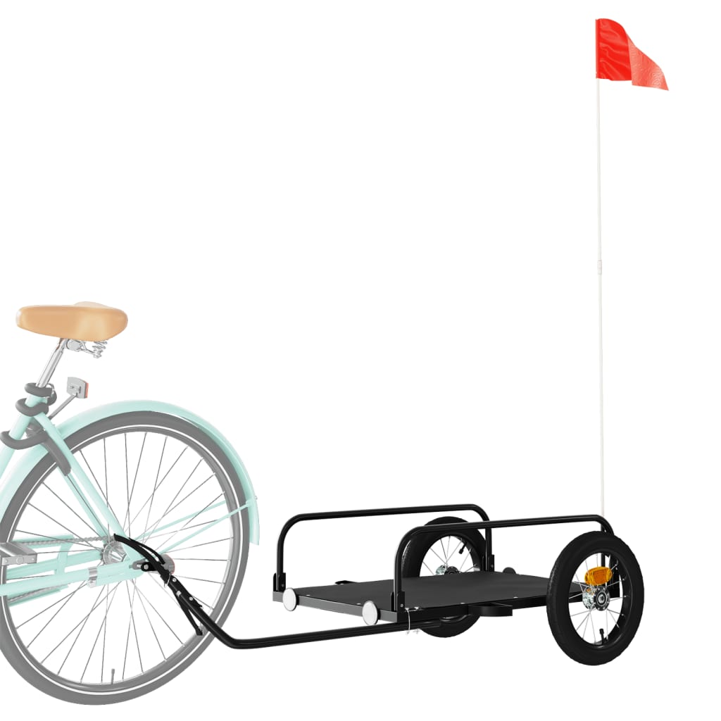 Fietstrailer 122x53x31 cm ijzer zwart is nu te koop bij PeponiXL, paradijselijk wonen!