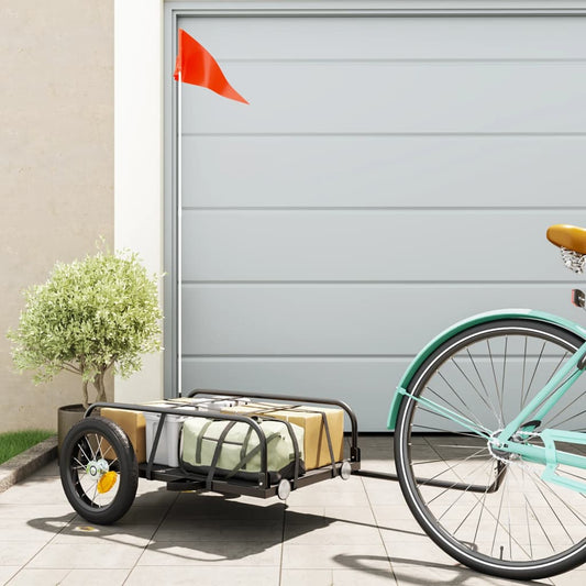 Fietstrailer 122x53x31 cm ijzer zwart is nu te koop bij PeponiXL, paradijselijk wonen!