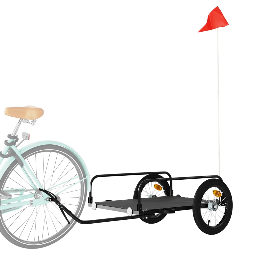 Fietstrailer 126x63x34 cm ijzer zwart is nu te koop bij PeponiXL, paradijselijk wonen!