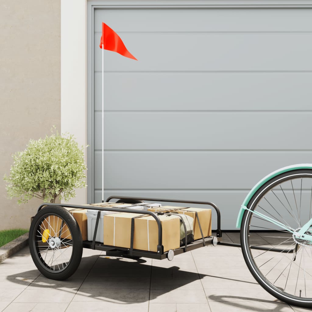 Fietstrailer 135x70x37 cm ijzer zwart is nu te koop bij PeponiXL, paradijselijk wonen!