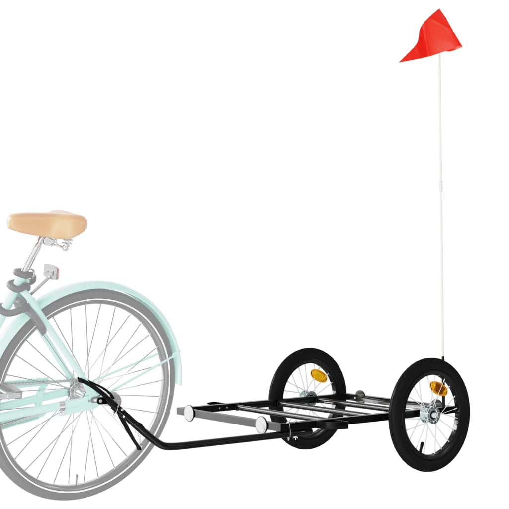 Fietstrailer 126x63x34 cm ijzer zwart is nu te koop bij PeponiXL, paradijselijk wonen!