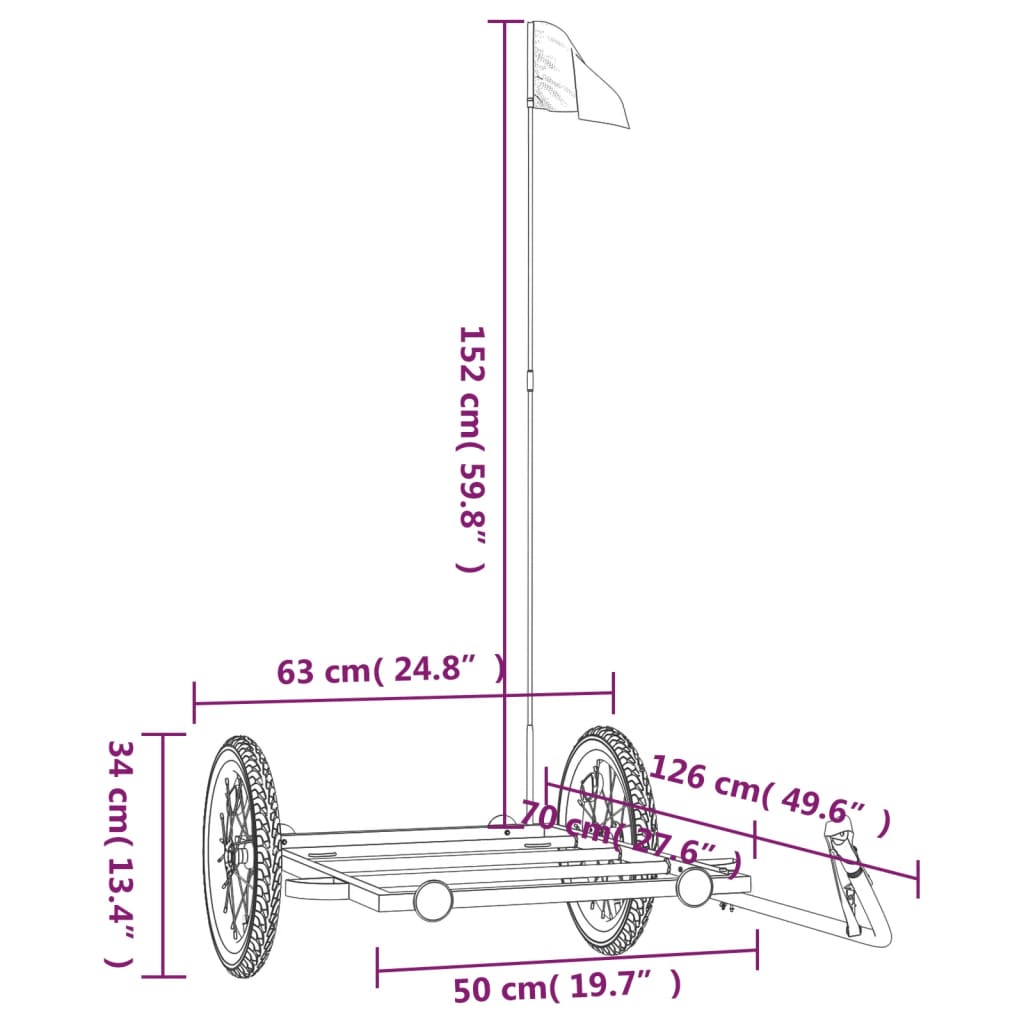 Fietstrailer 126x63x34 cm ijzer zwart is nu te koop bij PeponiXL, paradijselijk wonen!