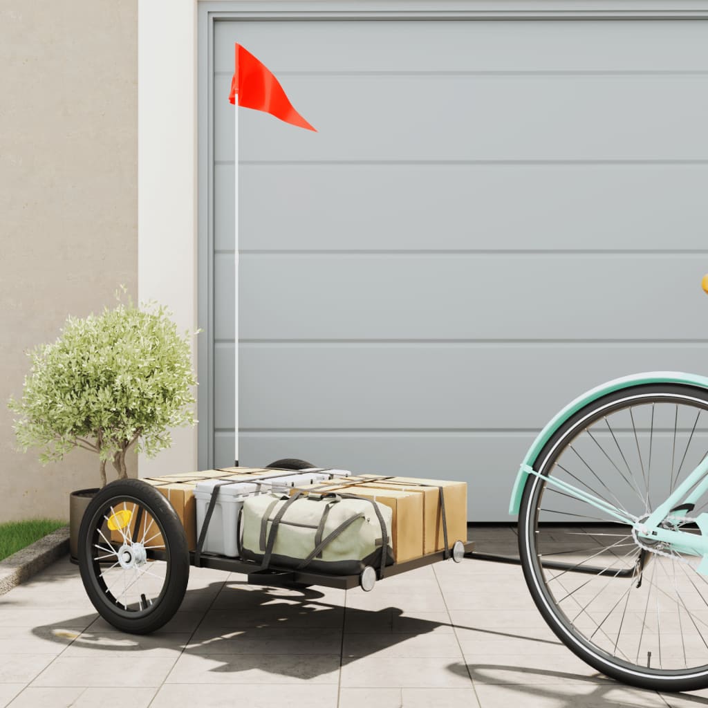 Fietstrailer 126x63x34 cm ijzer zwart is nu te koop bij PeponiXL, paradijselijk wonen!