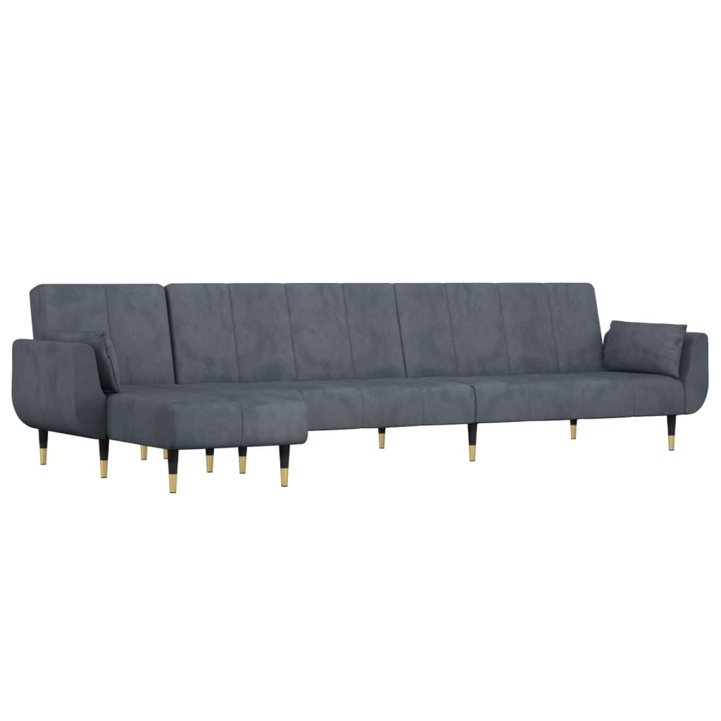 Slaapbank L-vormig 275x140x70 cm fluweel donkergrijs is nu te koop bij PeponiXL, paradijselijk wonen!