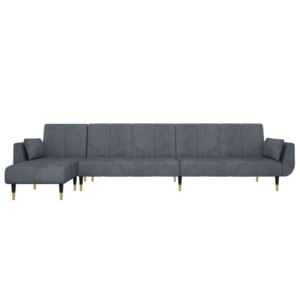 Slaapbank L-vormig 275x140x70 cm fluweel donkergrijs is nu te koop bij PeponiXL, paradijselijk wonen!