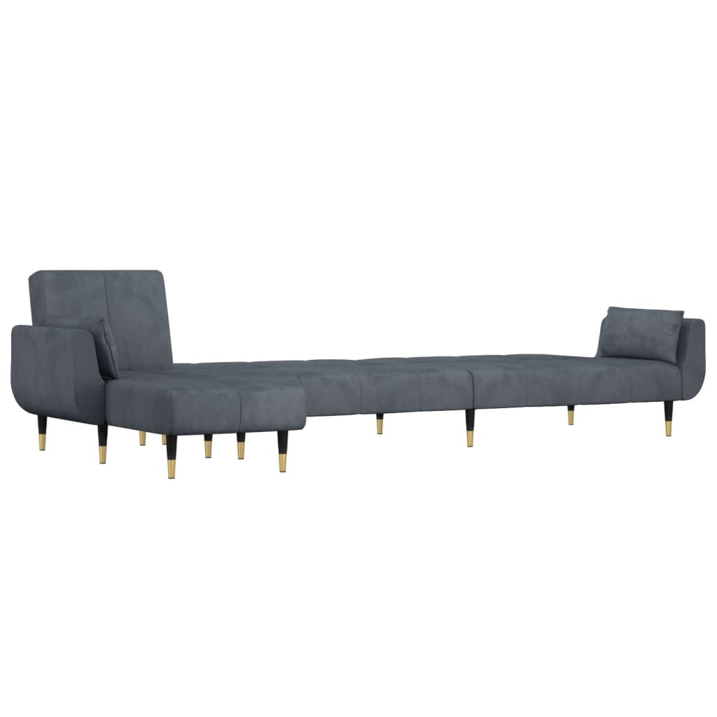 Slaapbank L-vormig 275x140x70 cm fluweel donkergrijs is nu te koop bij PeponiXL, paradijselijk wonen!