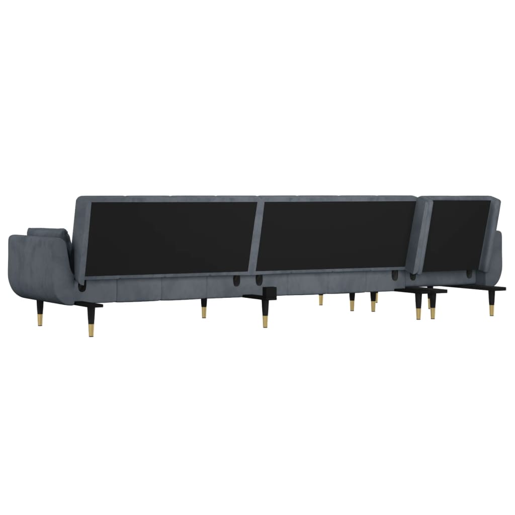 Slaapbank L-vormig 275x140x70 cm fluweel donkergrijs is nu te koop bij PeponiXL, paradijselijk wonen!
