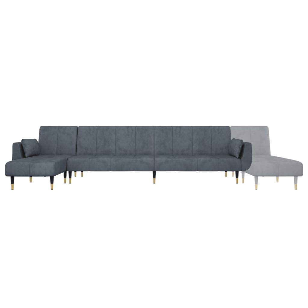 Slaapbank L-vormig 275x140x70 cm fluweel donkergrijs is nu te koop bij PeponiXL, paradijselijk wonen!