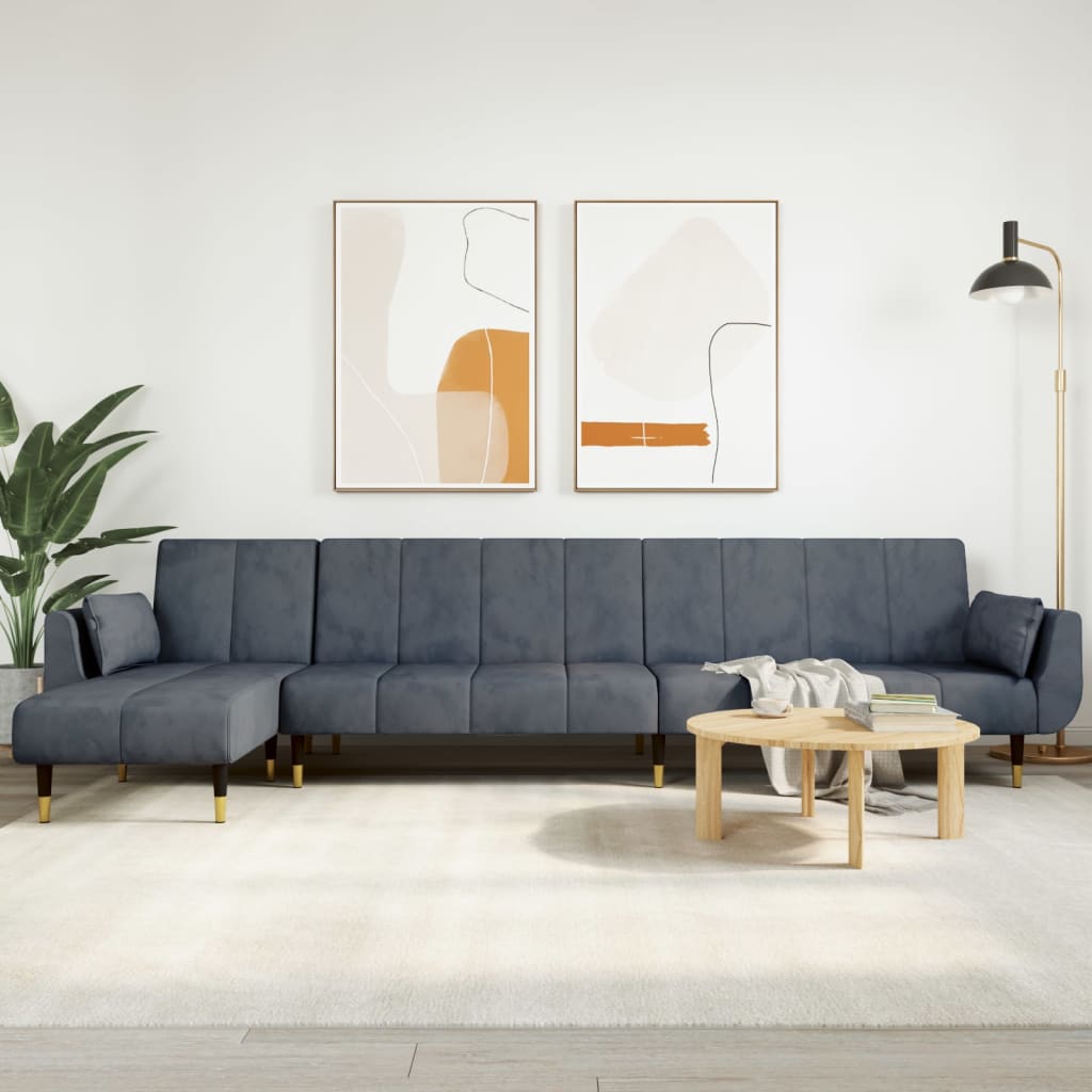 Slaapbank L-vormig 275x140x70 cm fluweel donkergrijs is nu te koop bij PeponiXL, paradijselijk wonen!