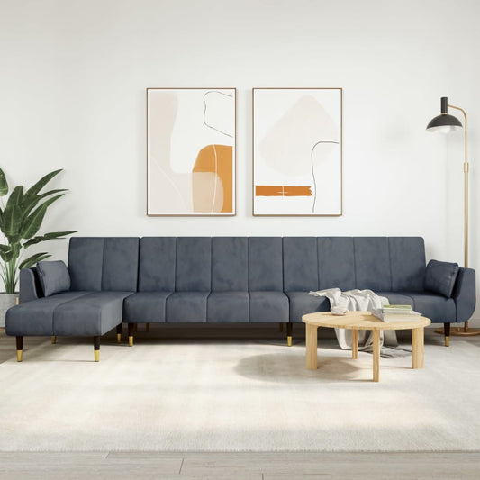 Slaapbank L-vormig 275x140x70 cm fluweel donkergrijs is nu te koop bij PeponiXL, paradijselijk wonen!