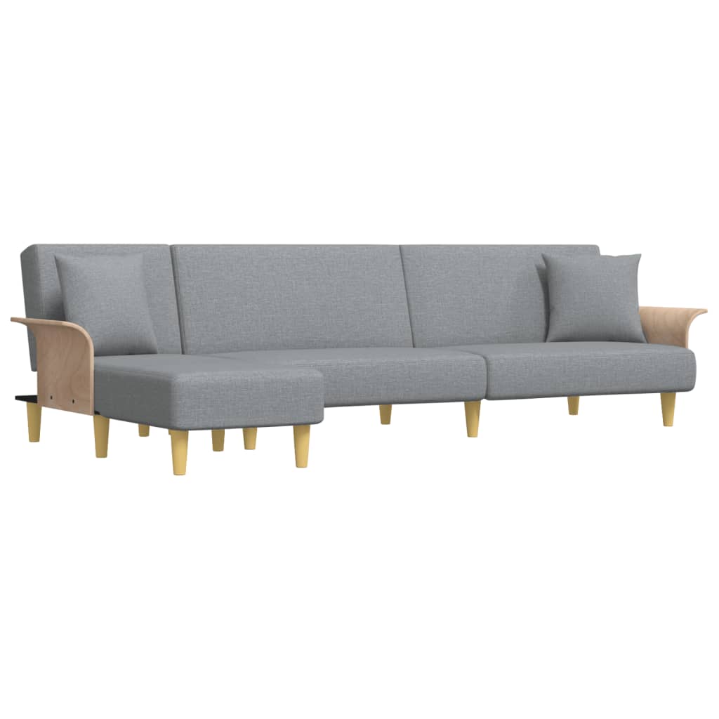 Slaapbank L-vormig 279x140x70 cm stof lichtgrijs is nu te koop bij PeponiXL, paradijselijk wonen!